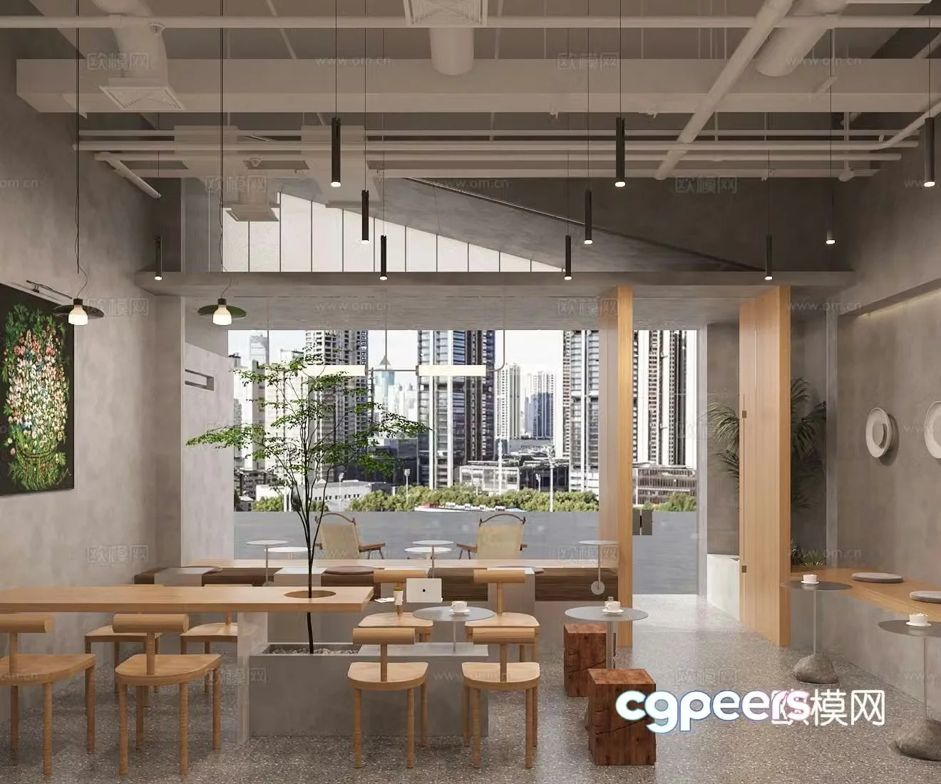 Industrial style cafe 3d model