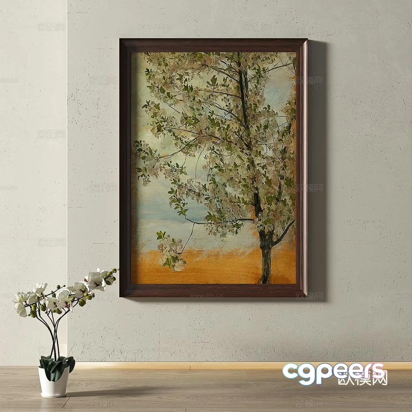 Retro medieval modern oil painting light luxury French simple European classical decorative painting 3d model