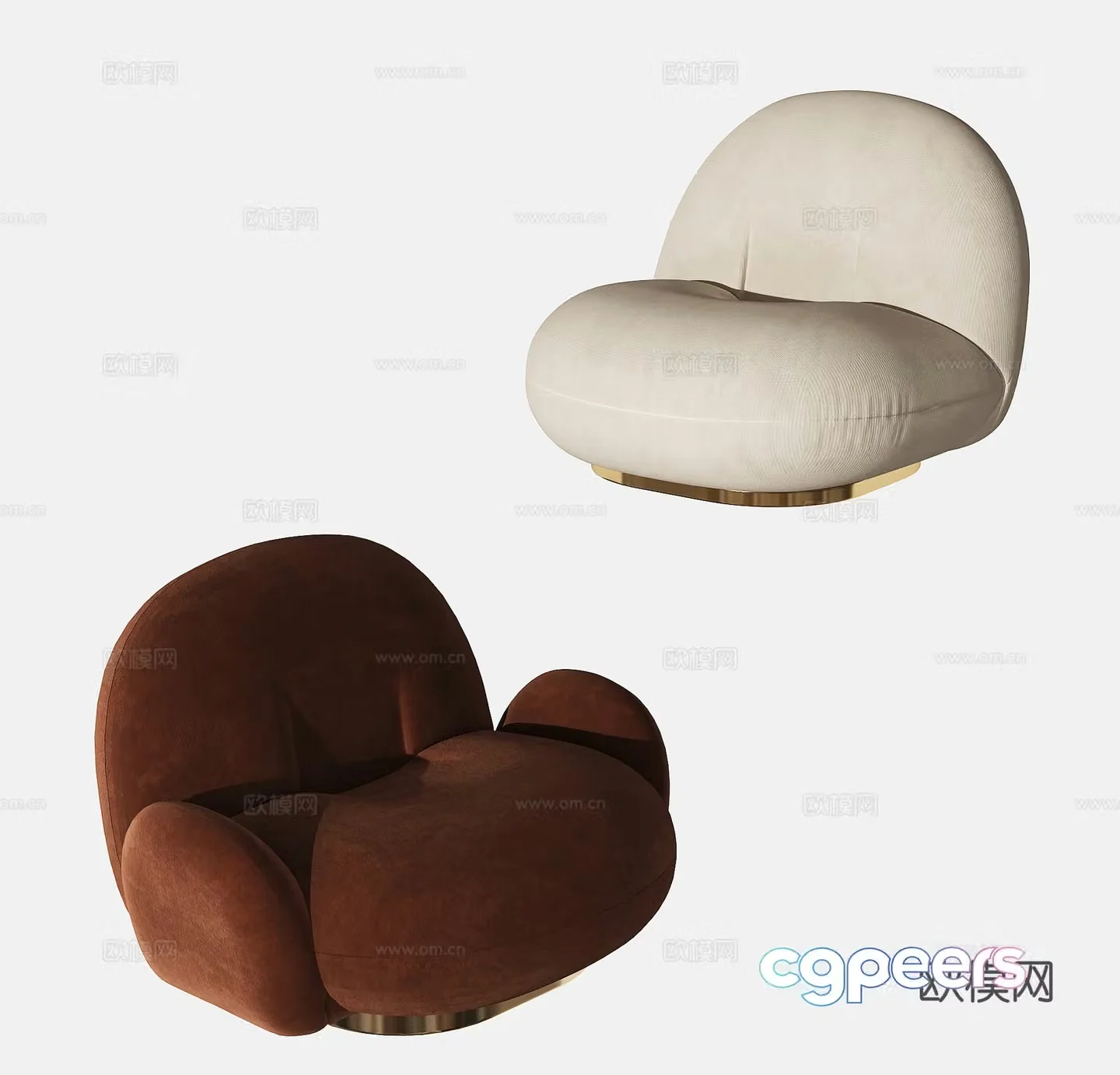 Modern cream style single sofa lazy sofa casual sofa combination 3D model
