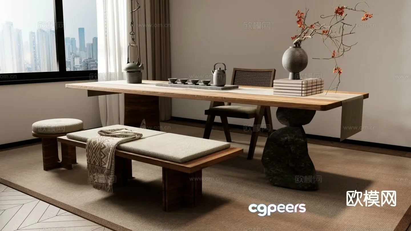 New Chinese style tea table tea table 3d model
