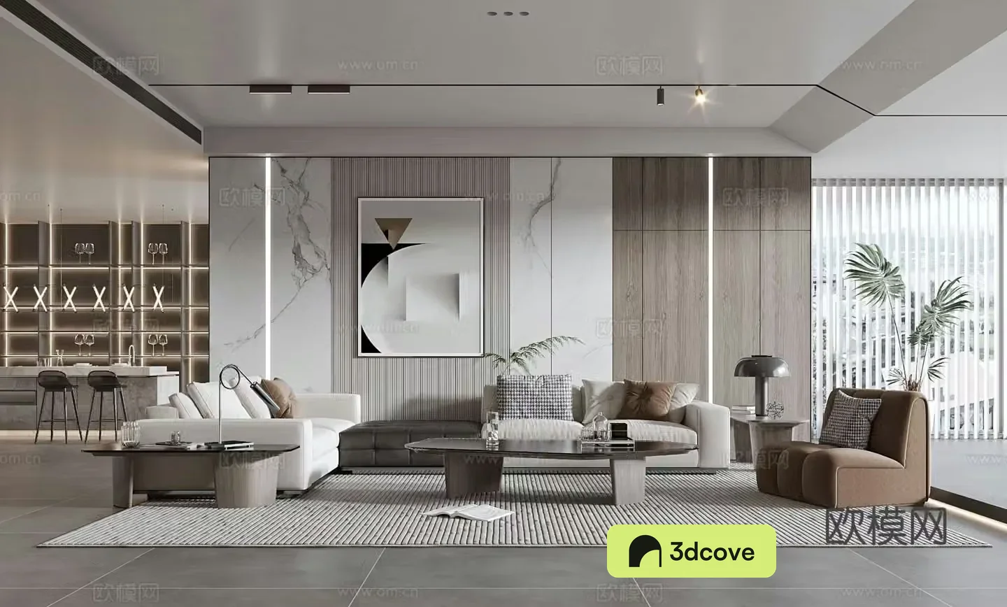 Modern living room sofa coffee table combination modern background wall