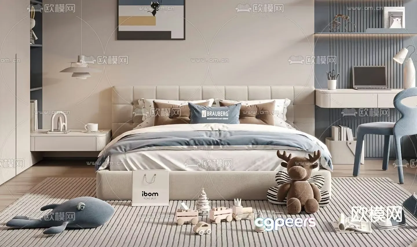 Children’s bed double bed 3d model