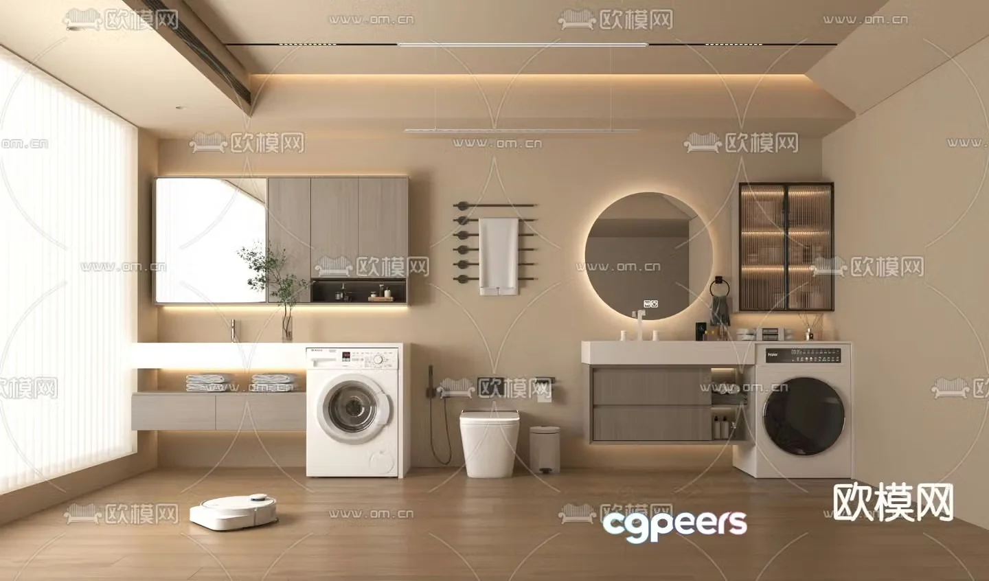 Washing machine cabinet bathroom cabinet washbasin 3d model