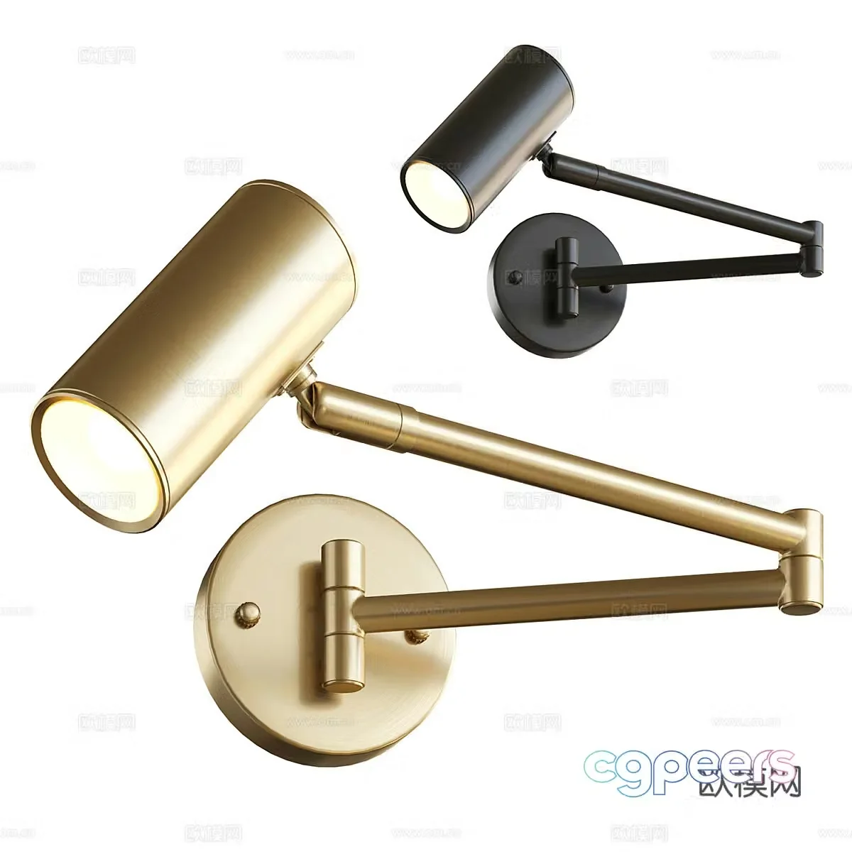 Modern light luxury minimalist stretchable metal decorative wall light 3D model