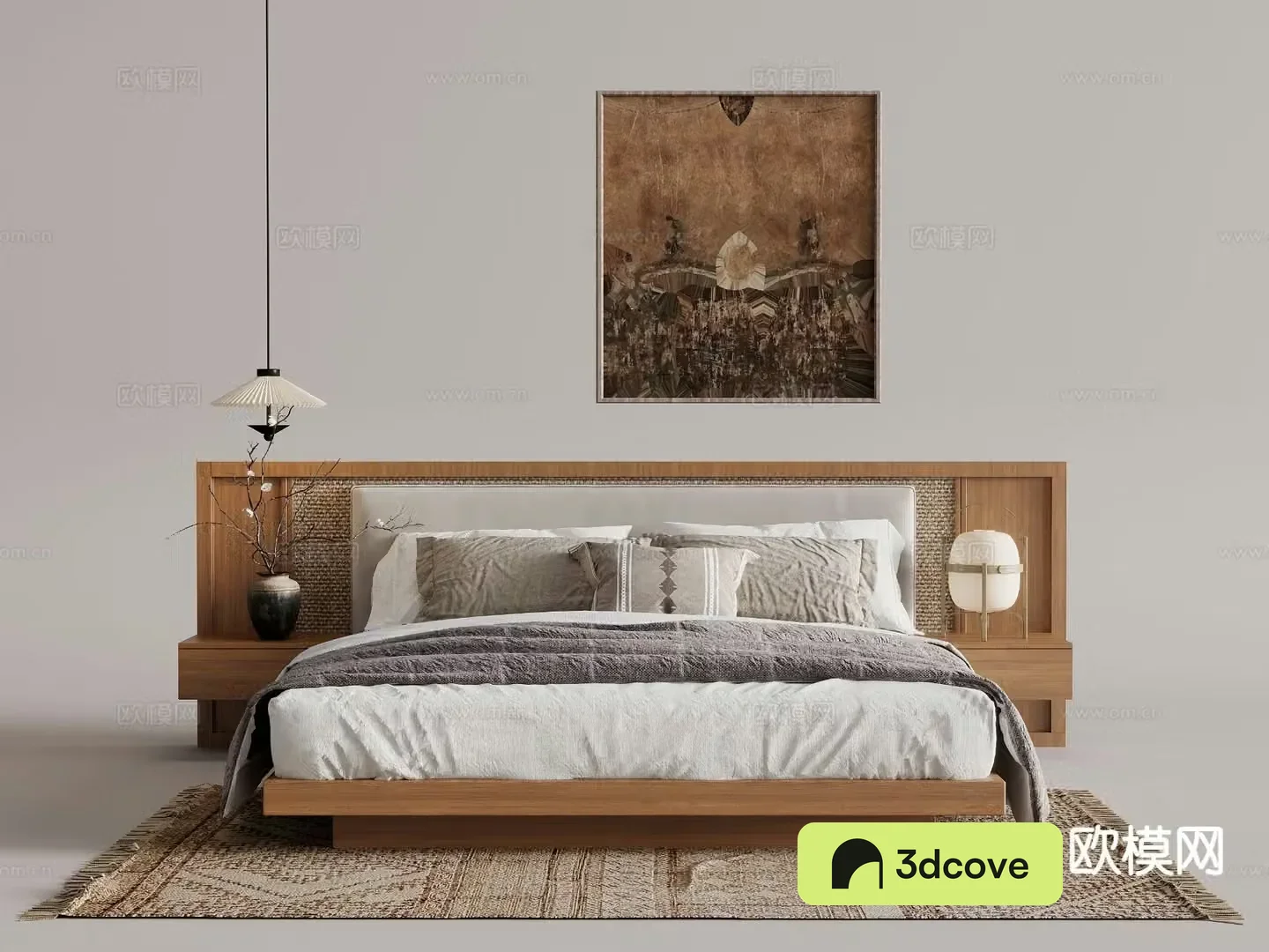 Medieval style double bed screen wall skirt