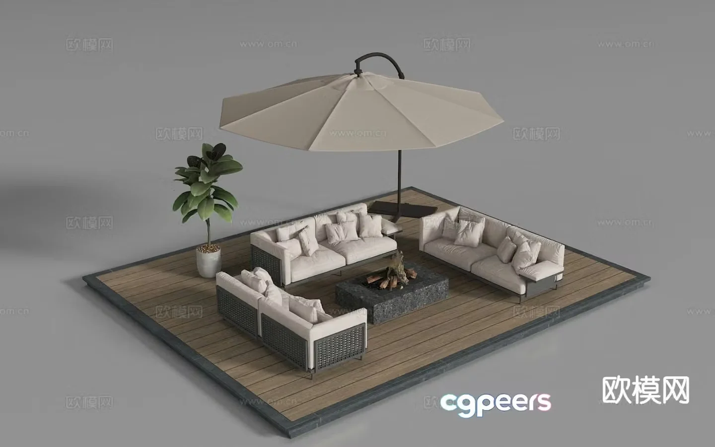 Modern outdoor sofa parasol 3d model