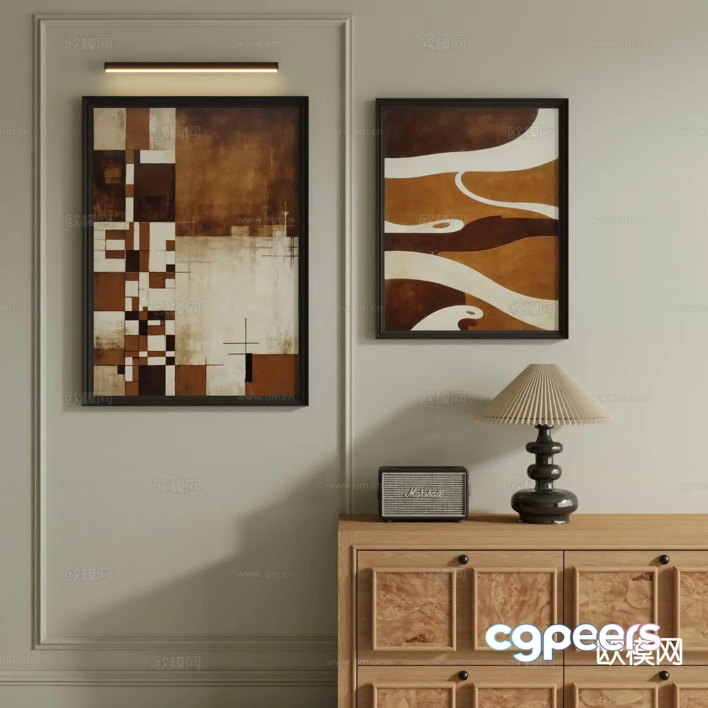 Modern decorative painting retro hanging painting 3d model
