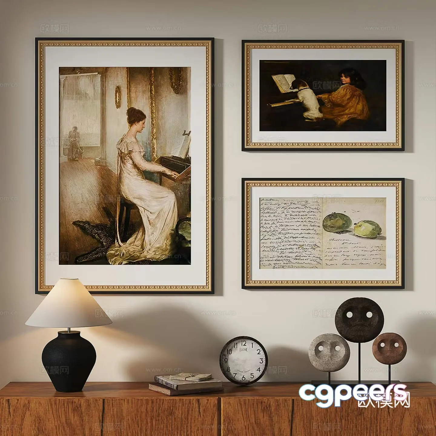 French retro European classical medieval decorative painting 3d model