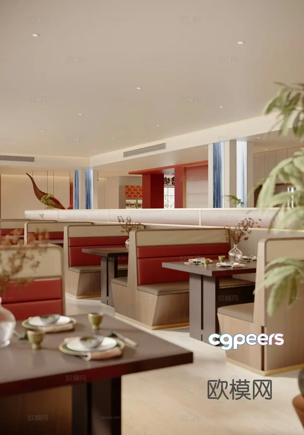 New Chinese catering hall booth 3D model