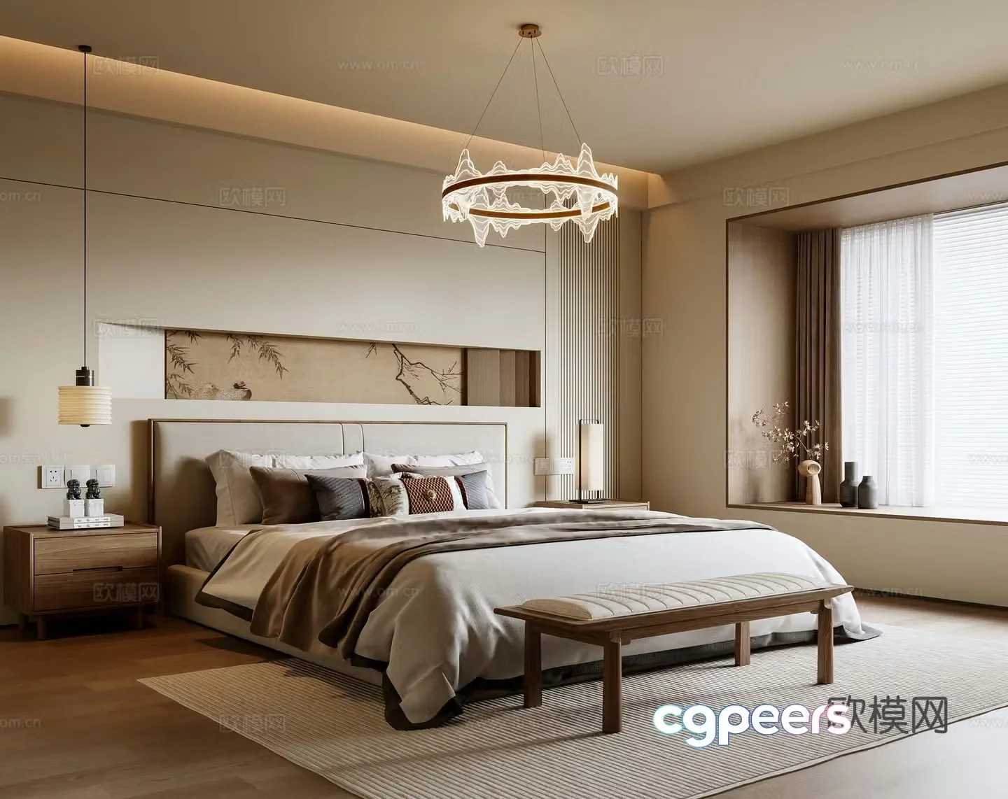New Chinese bedroom 3D model