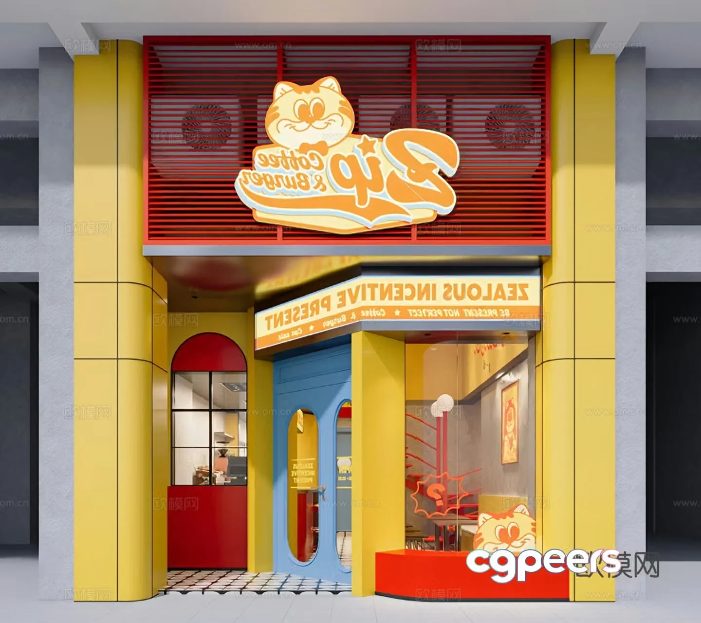 American industrial fast food restaurant burger restaurant 3d model