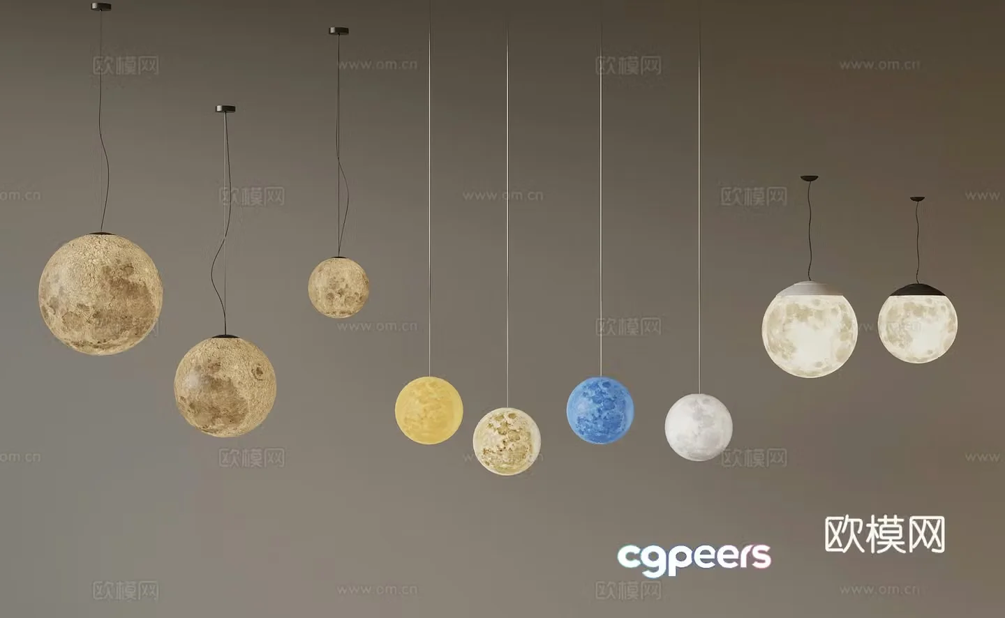 Modern Chandelier Moon Light 3d Model