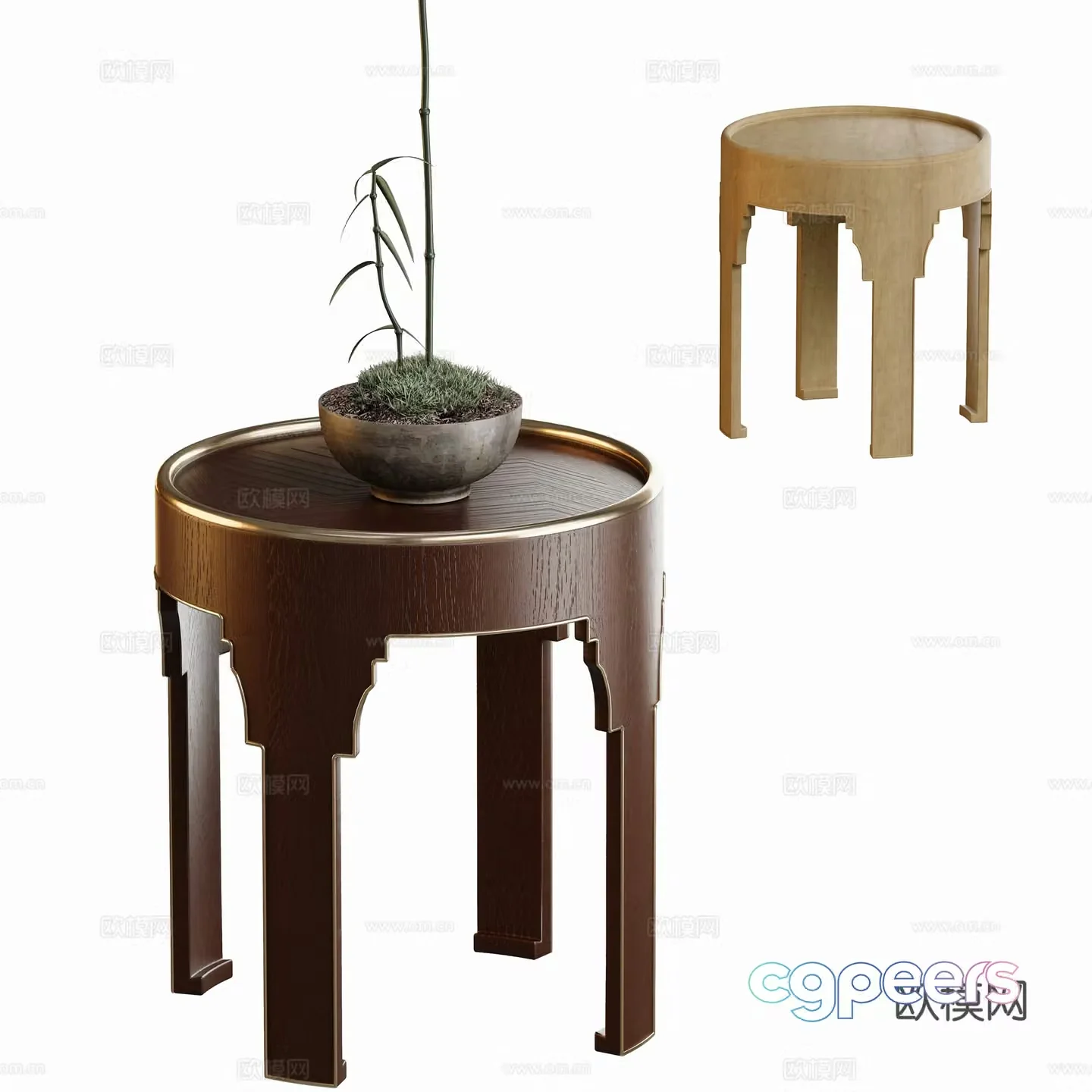 New Chinese style round table corner table side table 3D model