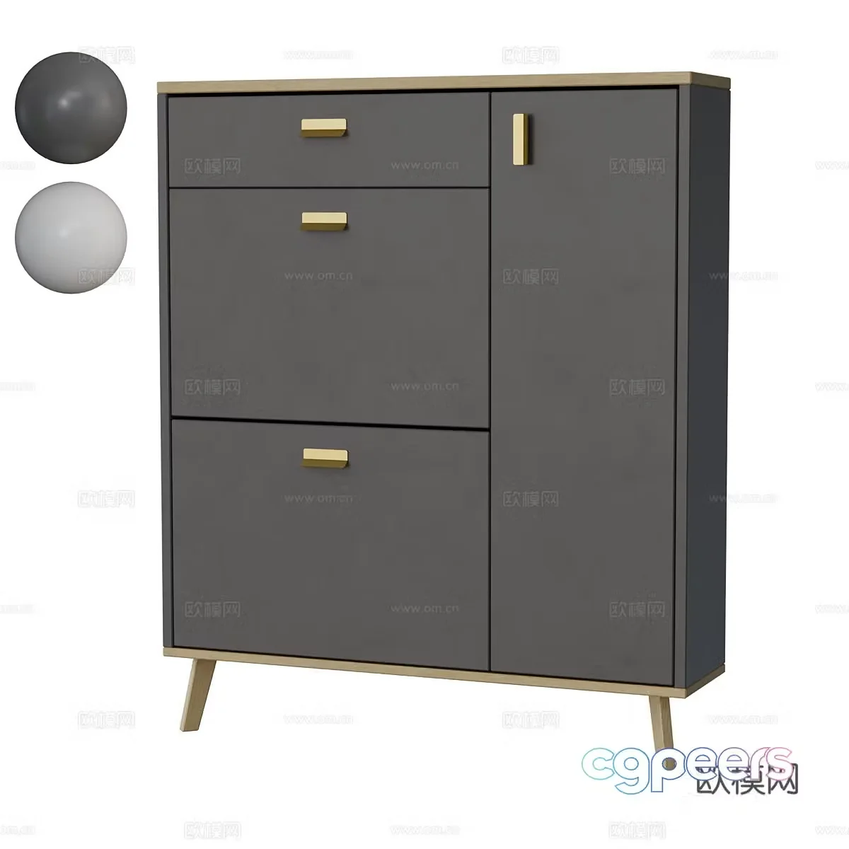 Modern Nordic finished low shoe cabinet 3D model