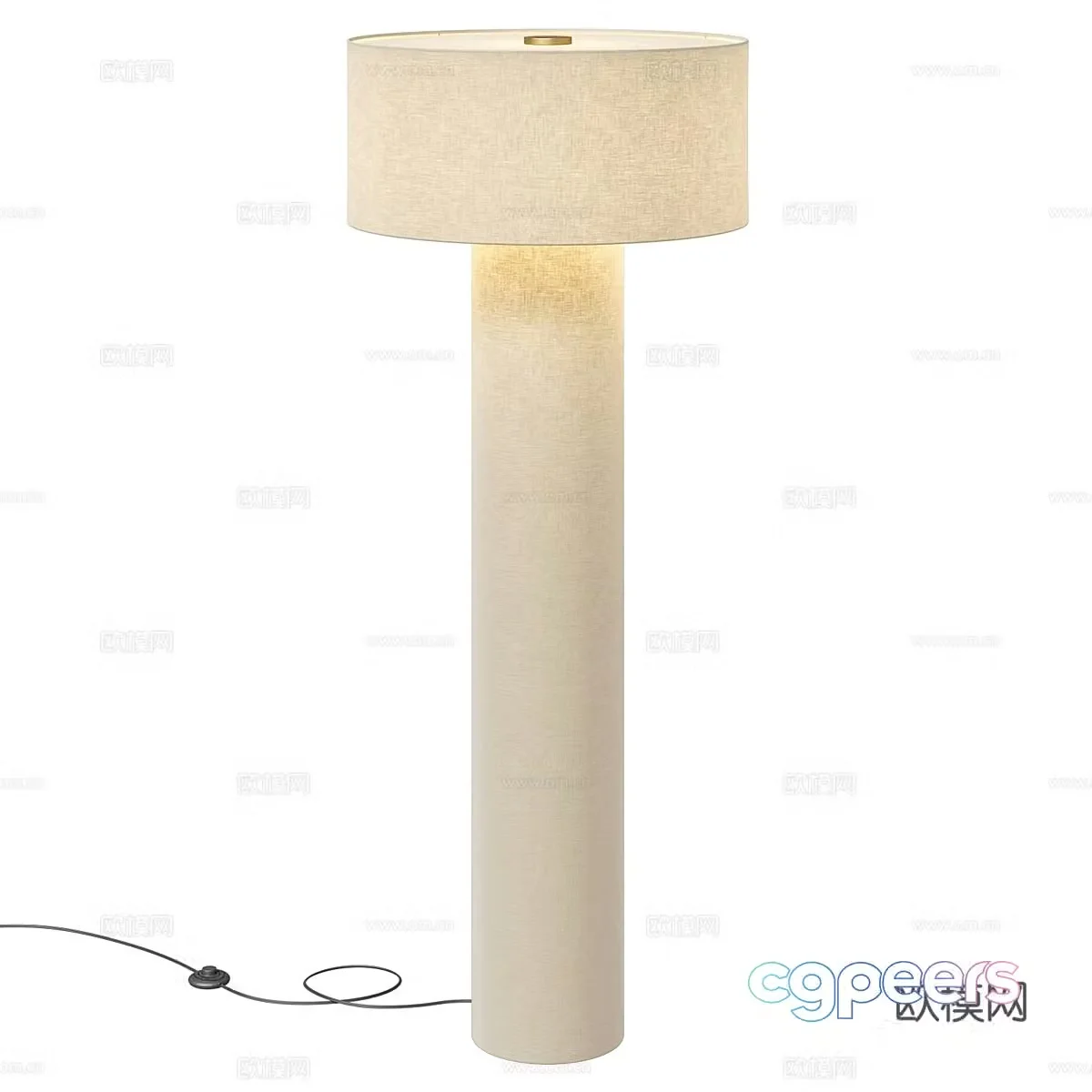 New Chinese style linen floor lamp 3D model