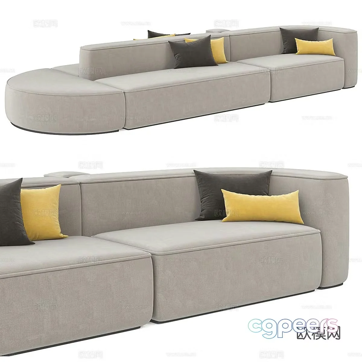 Multi-person sofa double-sided sofa 3d model