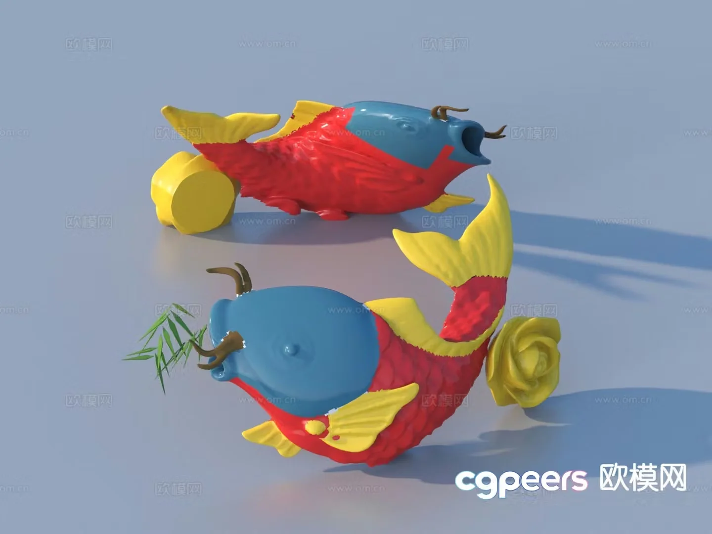 Koi sculpture art ornament 3d model