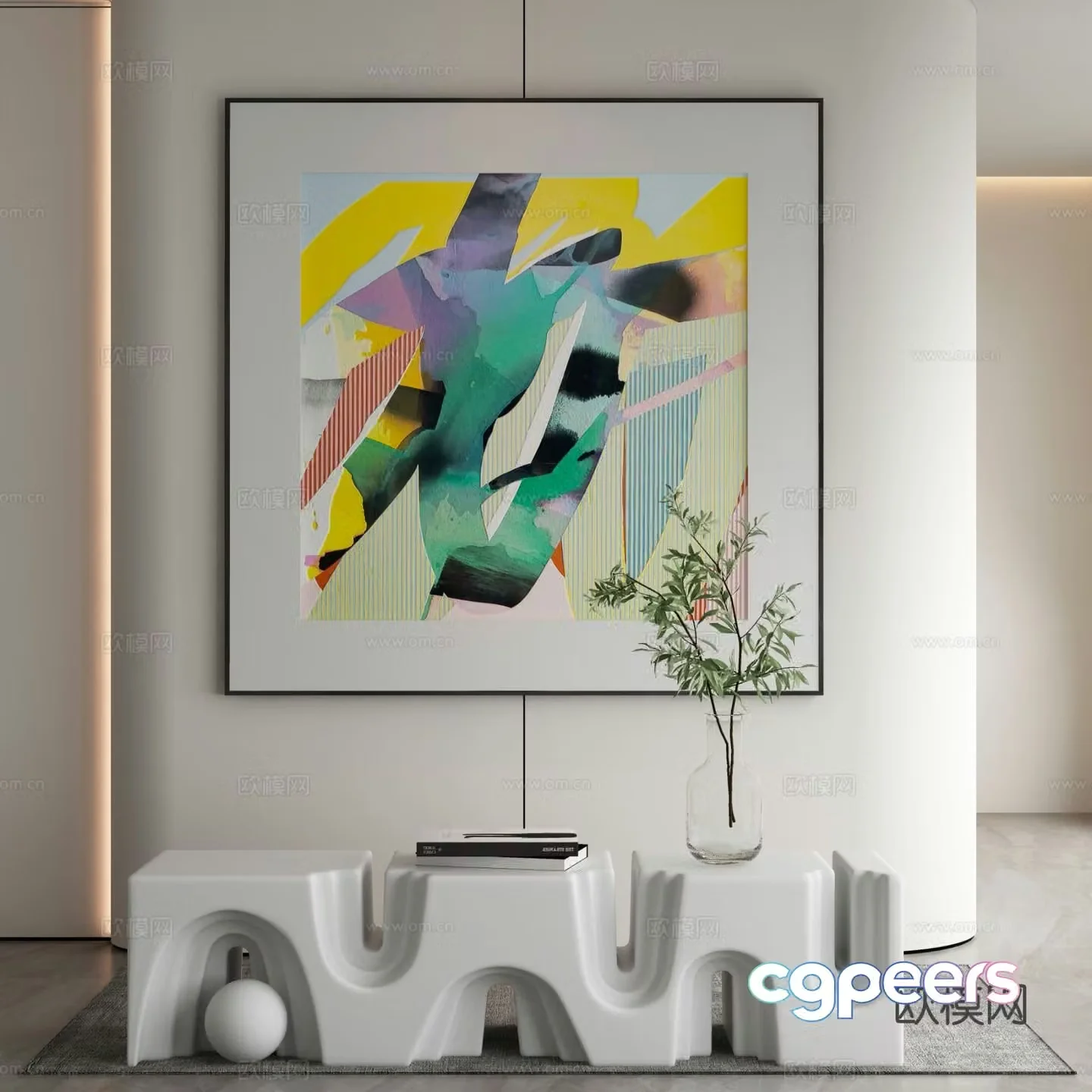 Modern decorative painting abstract painting 3d model