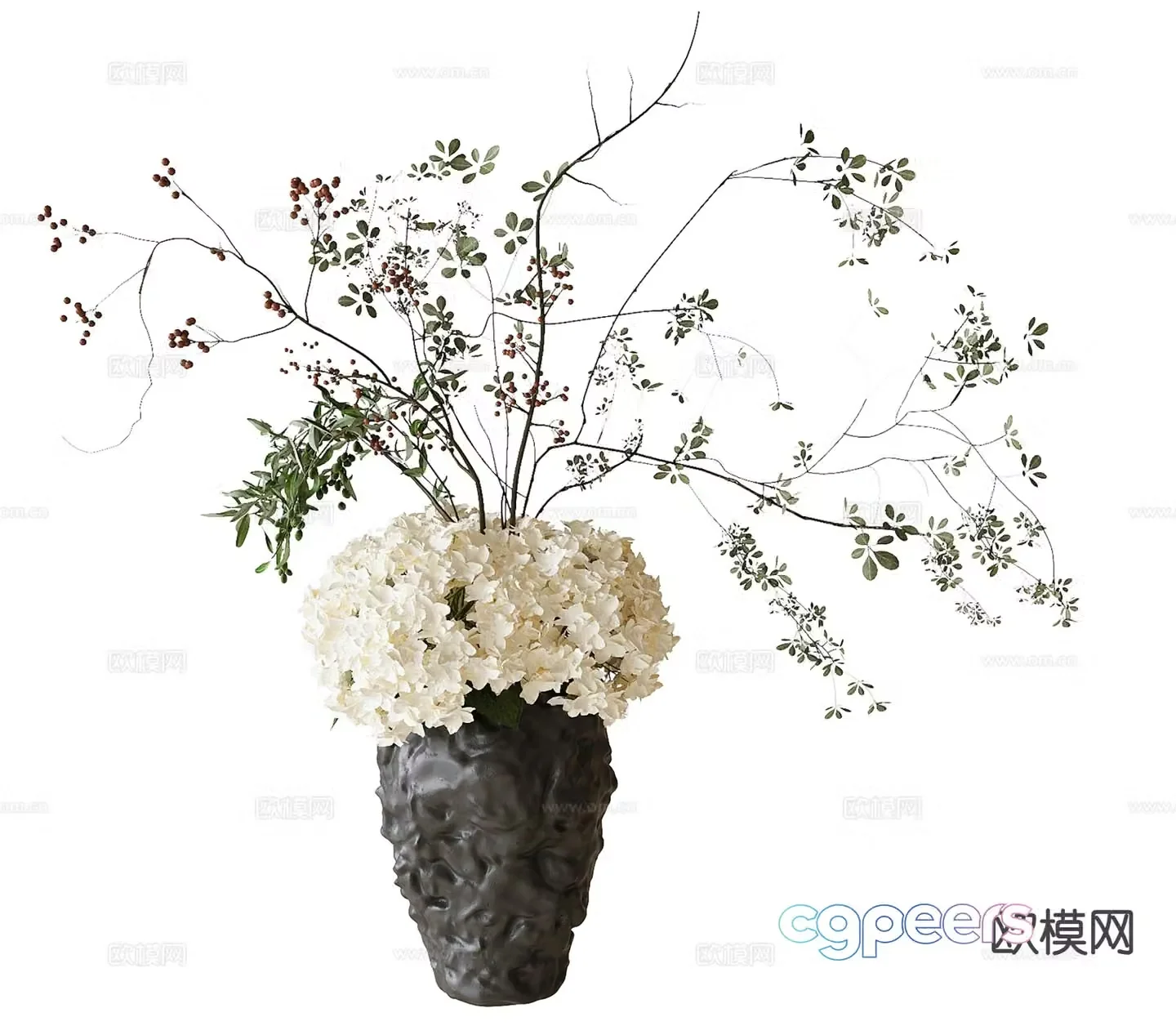 wabi-sabi flower arrangement floral vase floral 3d model