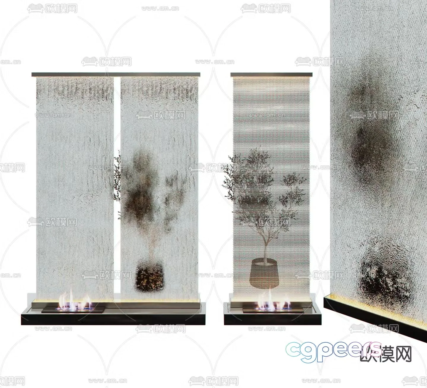 Water curtain wall flowing water curtain 3d model