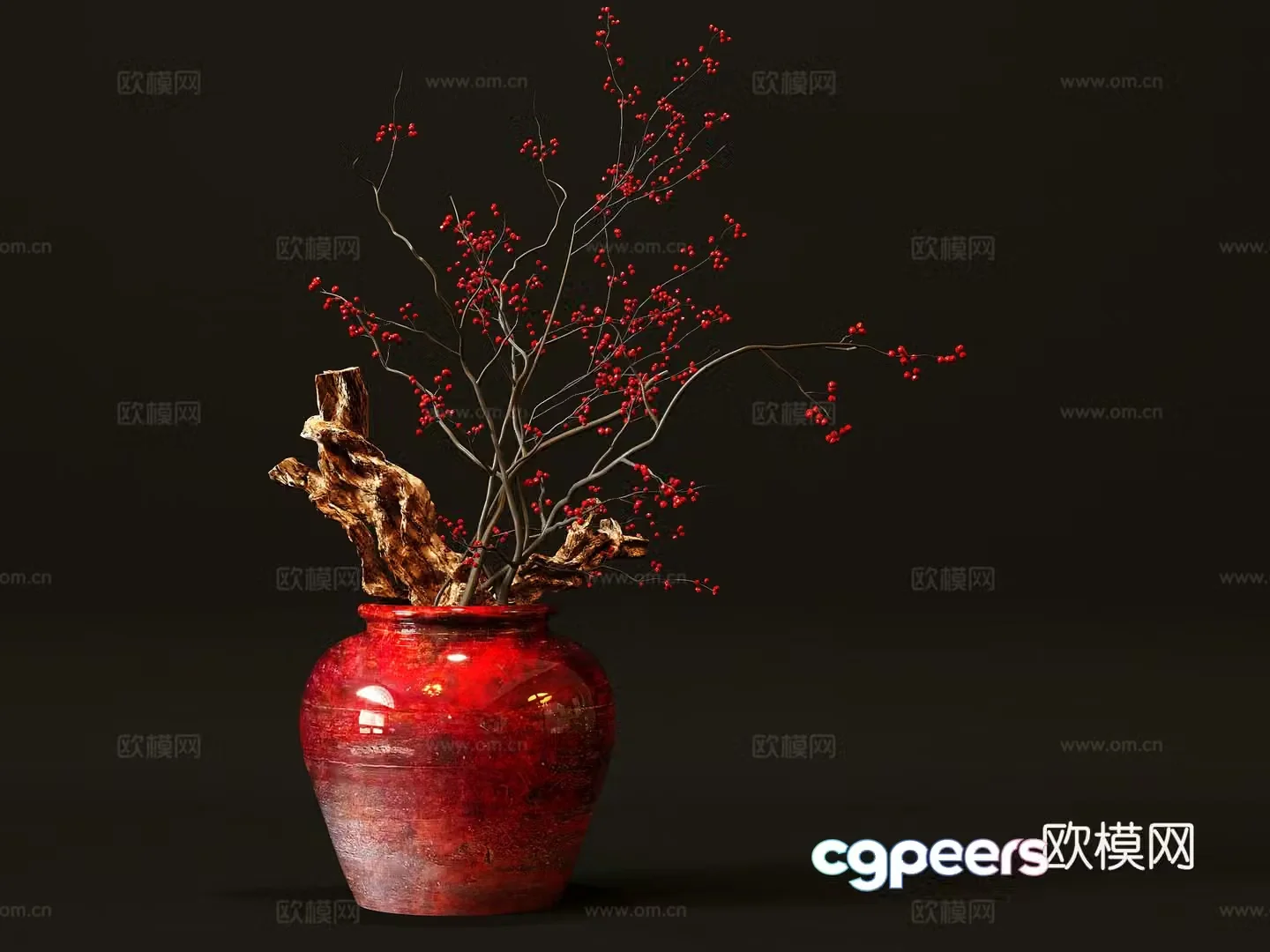 3D model of flower arrangement of vase