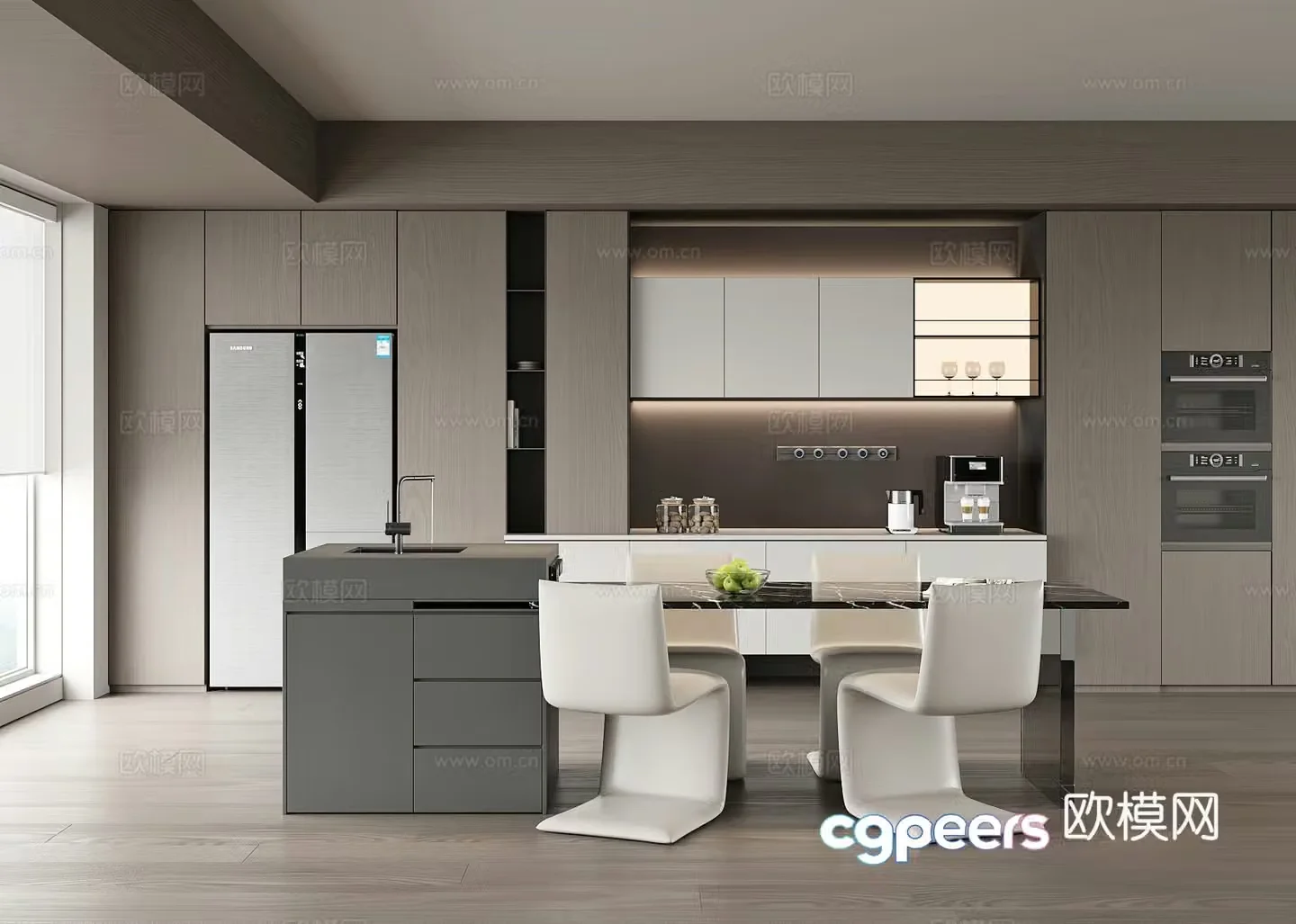 Modern island restaurant 3d model