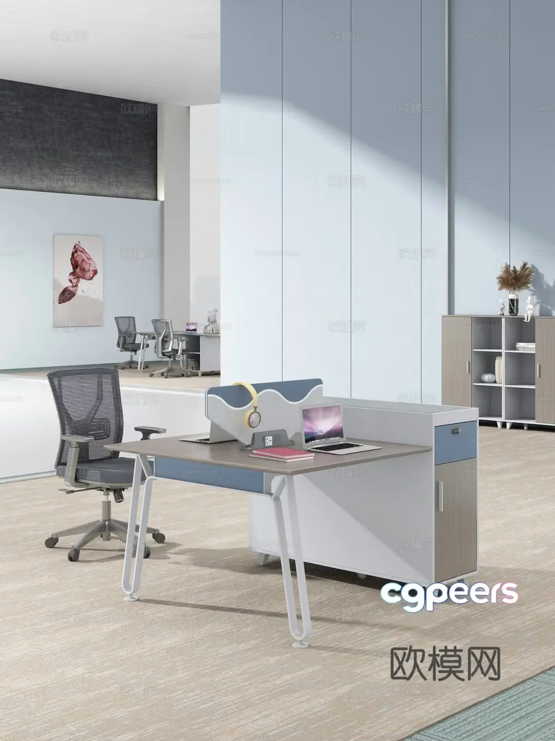 Working equipment office space office office area staff desk and chair 3d model