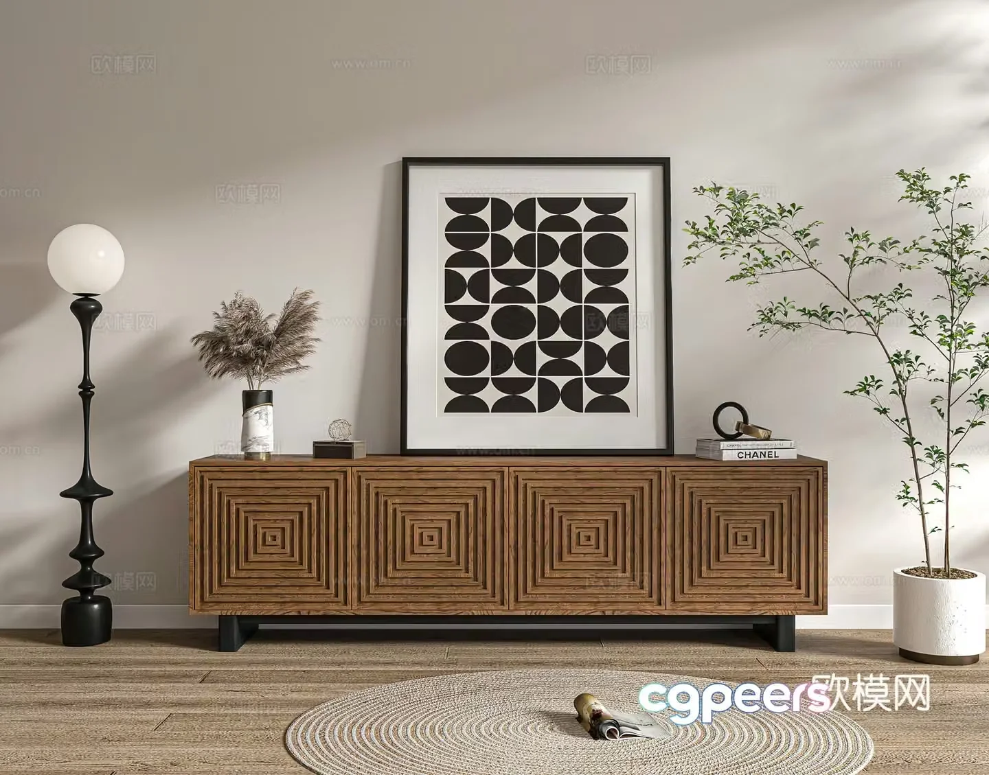 Middle-aged finished TV cabinet 3D model