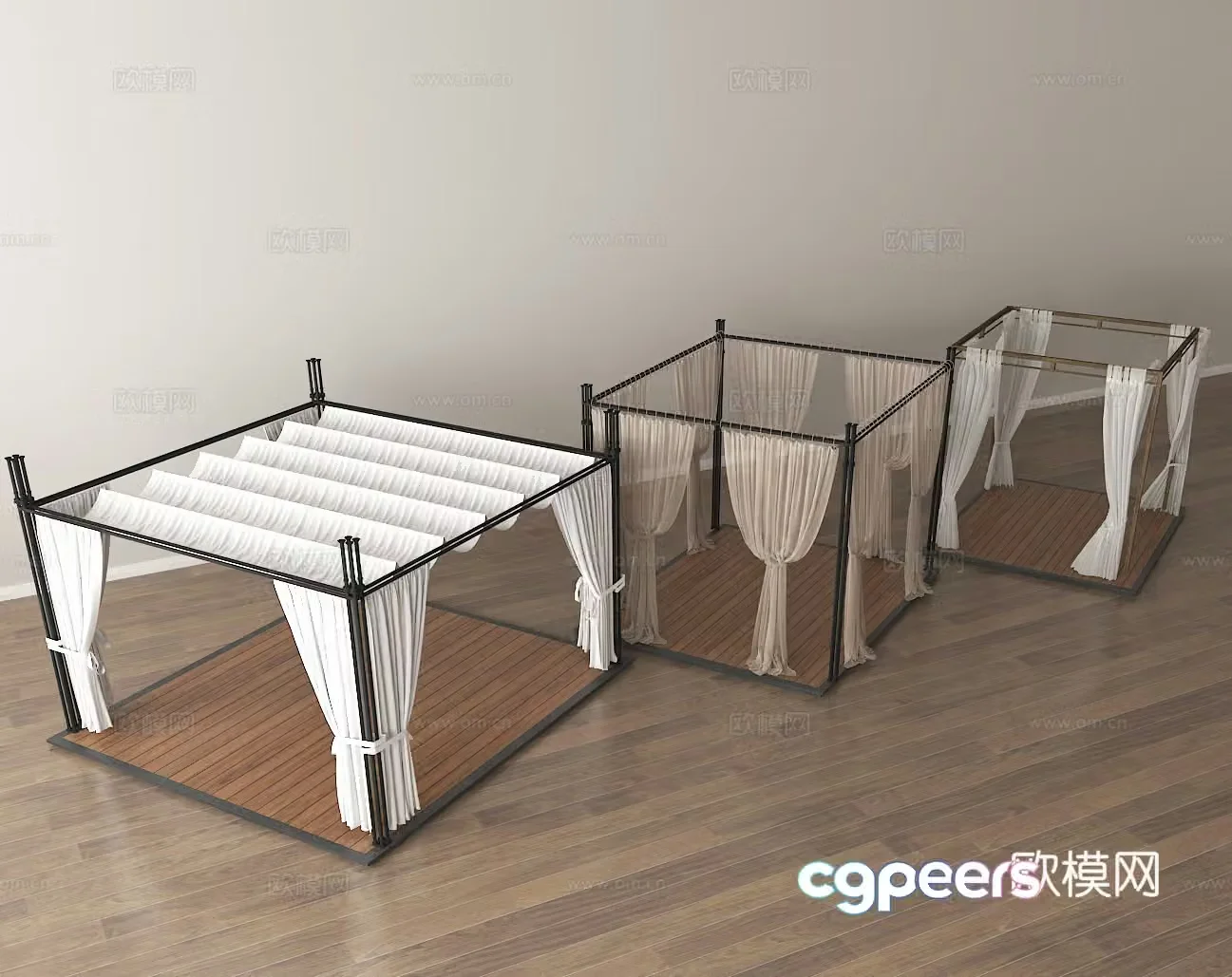 Outdoor leisure pavilion outdoor seating area sunshade pavilion courtyard decoration facilities 3D model