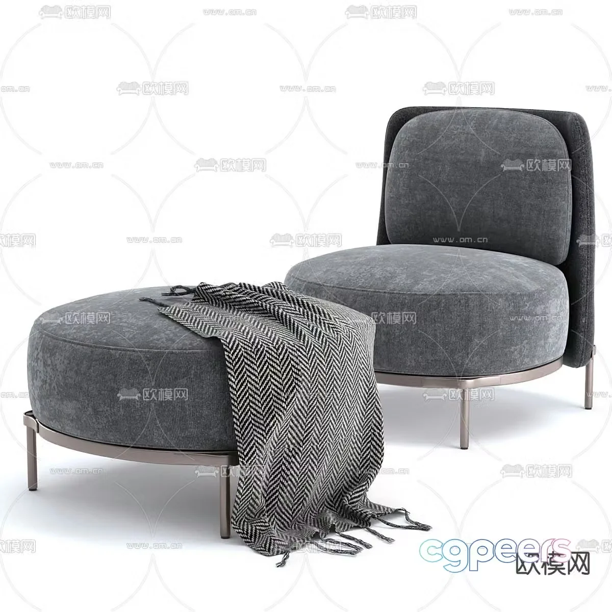 Single sofa footrest 3d model