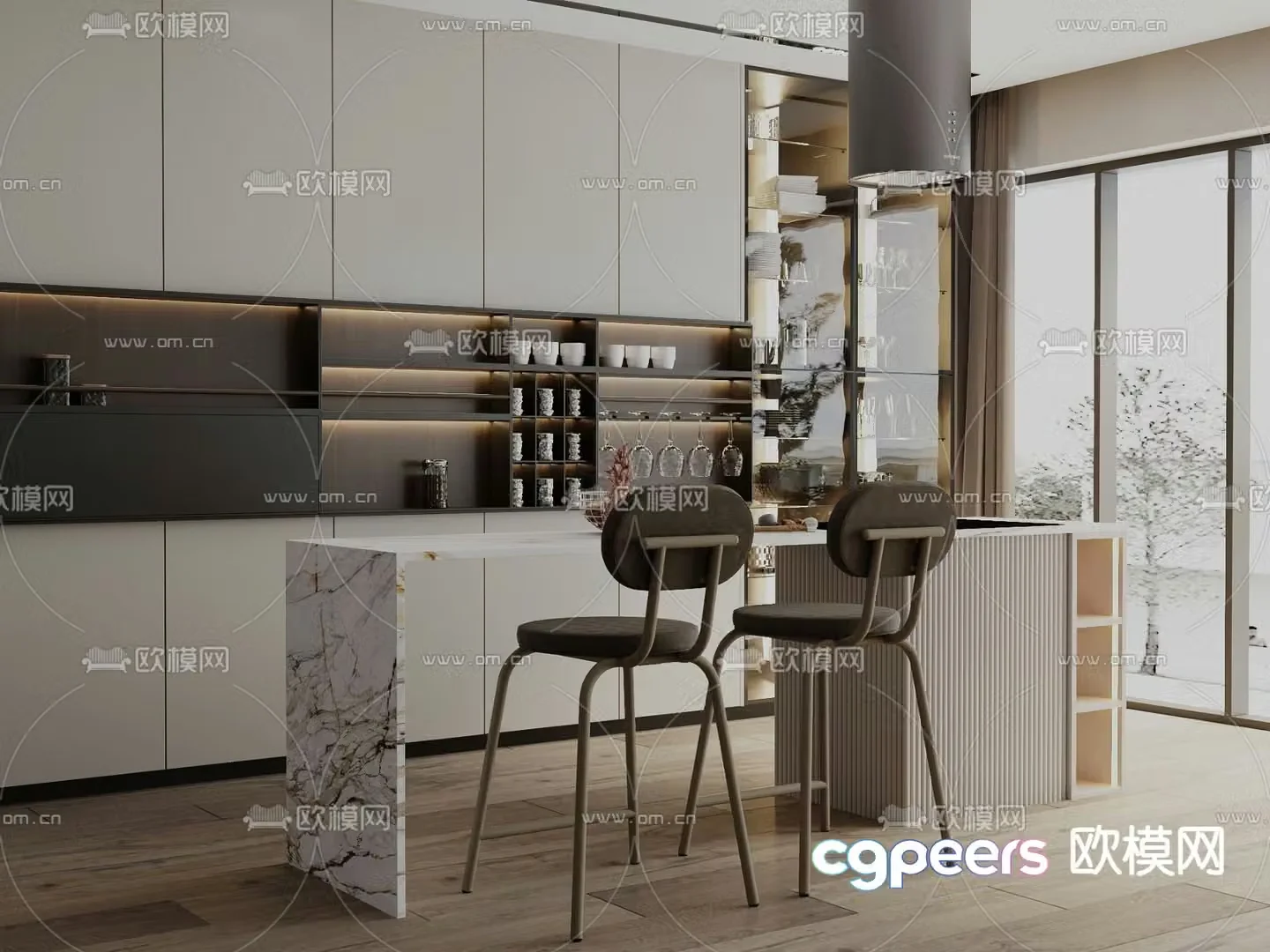 Water bar area island table 3D model