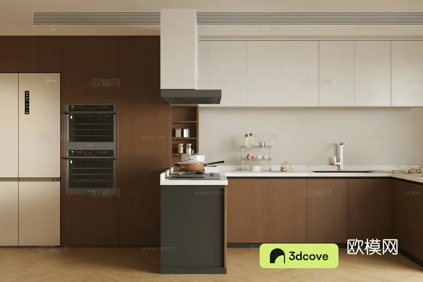 Retro medieval open kitchen Retro cream style kitchen Kitchen supplies combination Medium style kitchen 3d model
