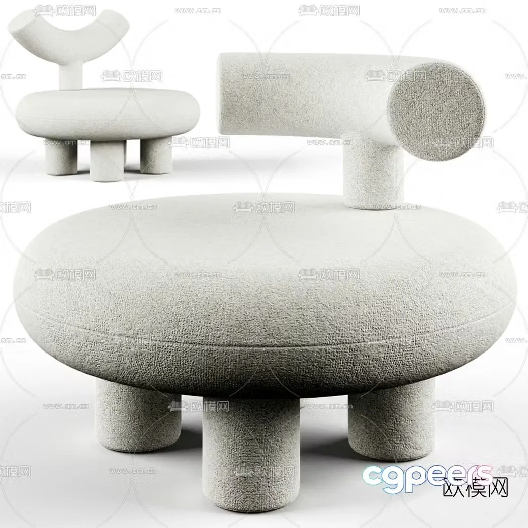 Modern fabric children’s chair 3d model