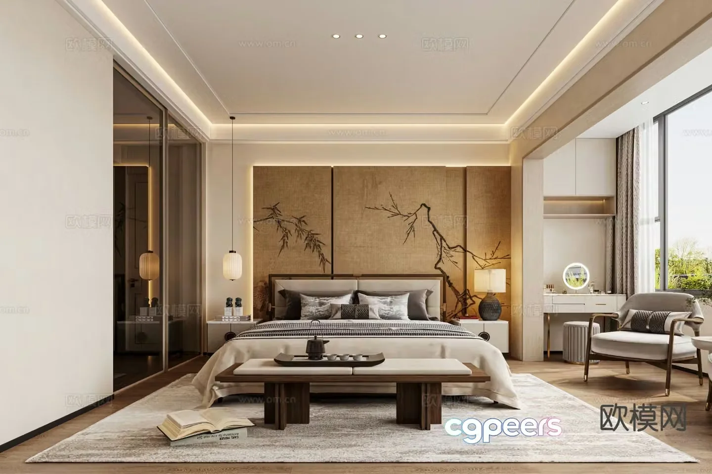 New Chinese style bedroom master bedroom 3d model