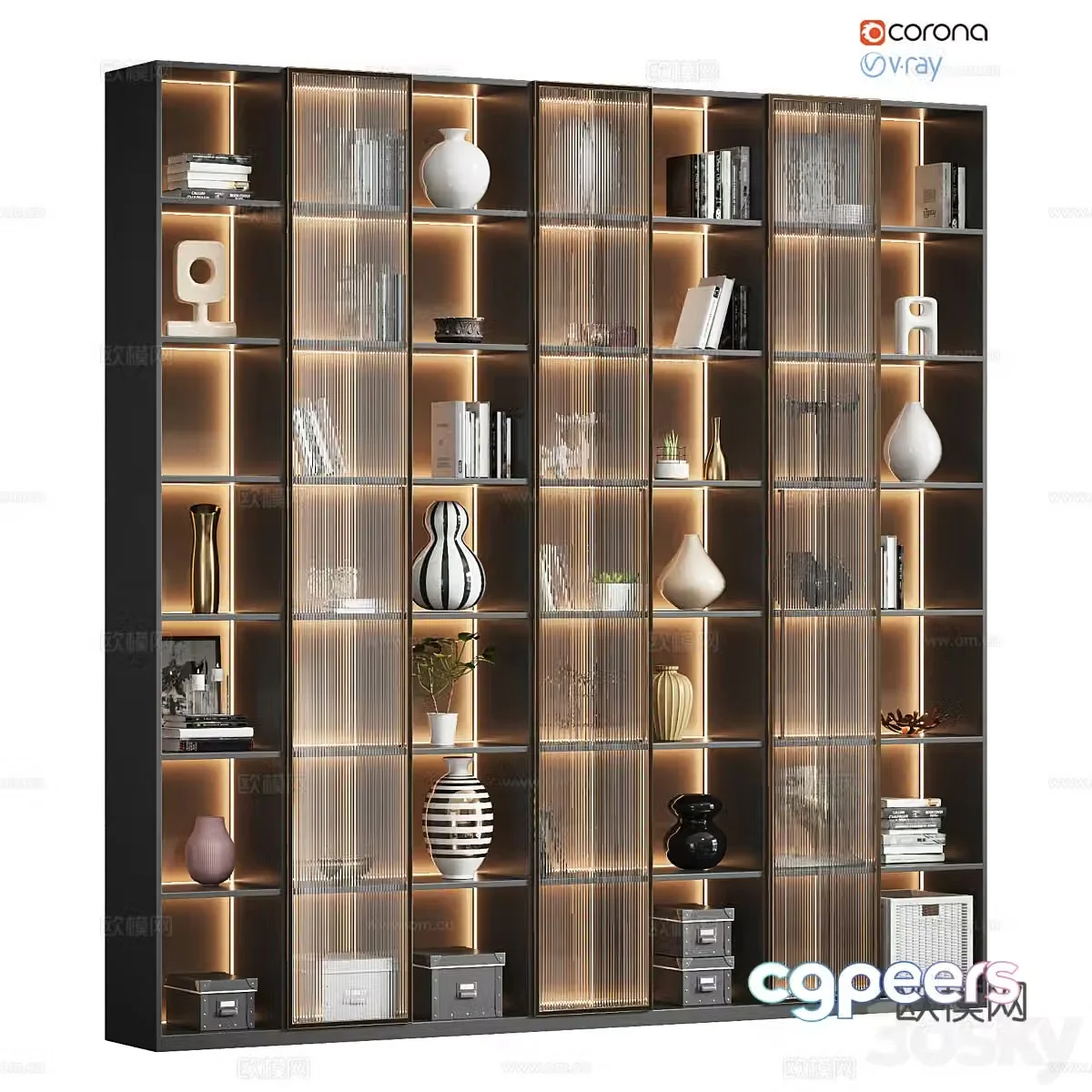 Display cabinet Decorative cabinet Display cabinet Bookcase Bookcase Ornament Decorative cabinet Ornament Bookcase 3D Model