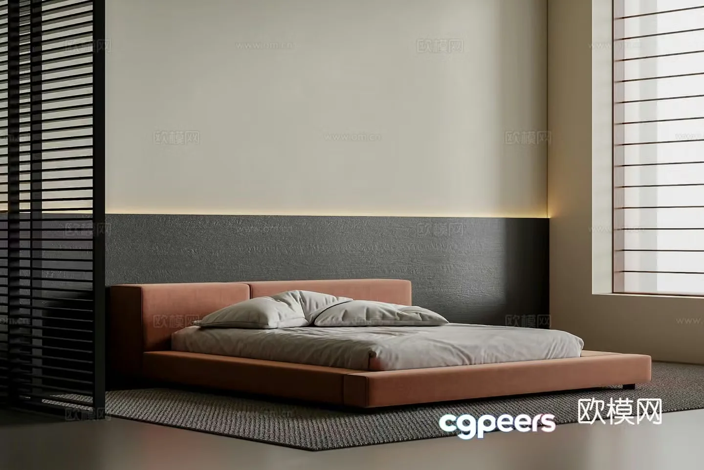 Modern double bed 3d model