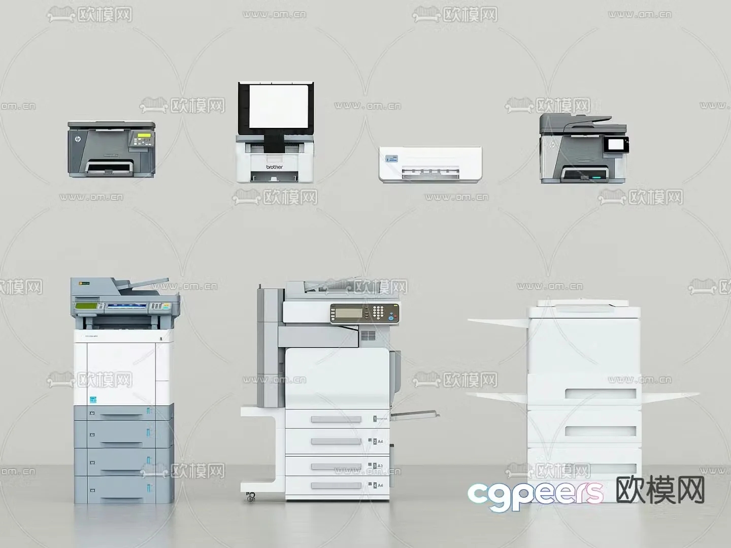 Printer copier printing room 3d model