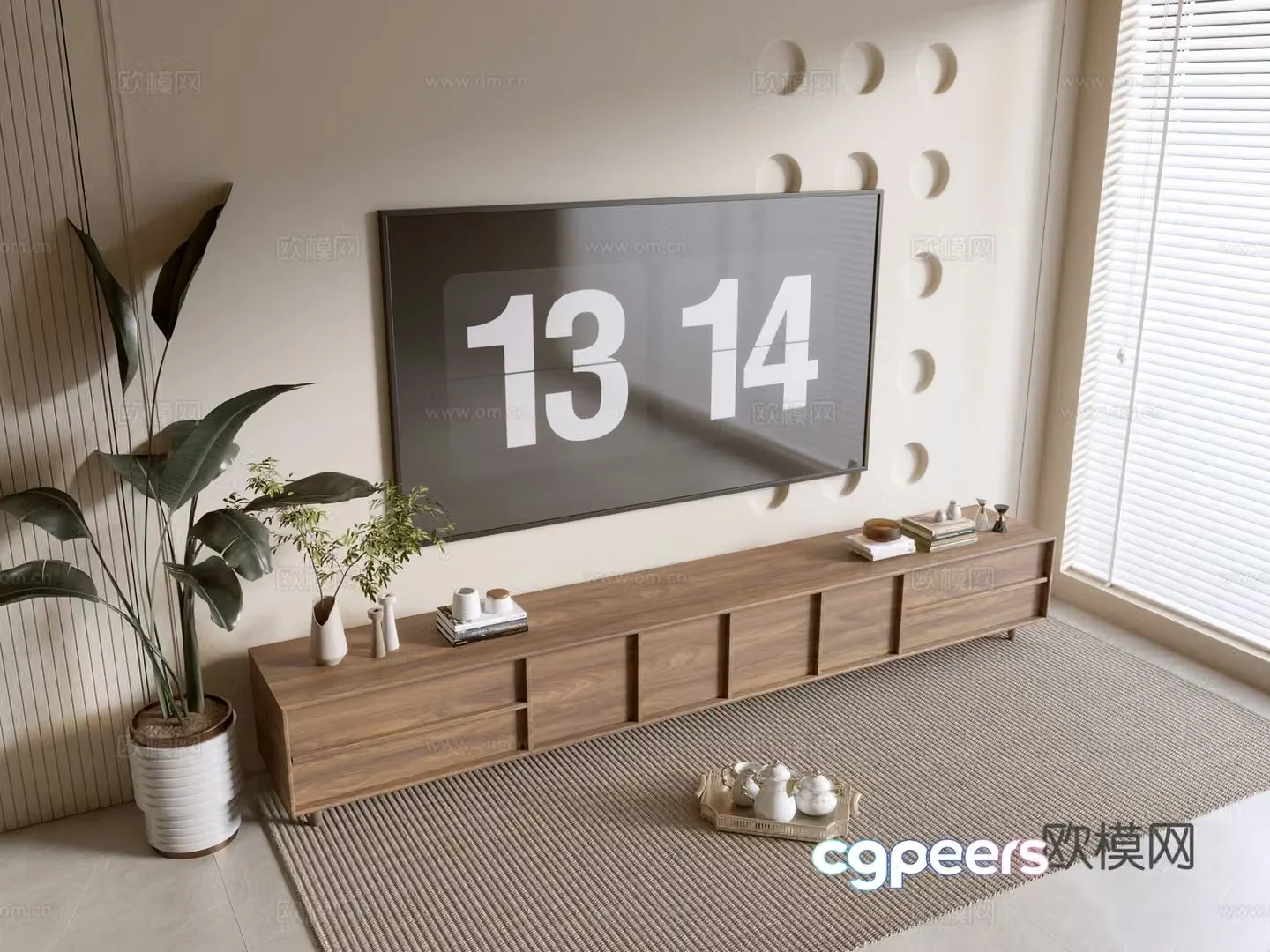 Log TV cabinet 3d model