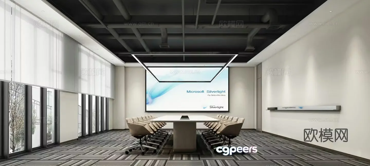 New Chinese style large conference room 3D model