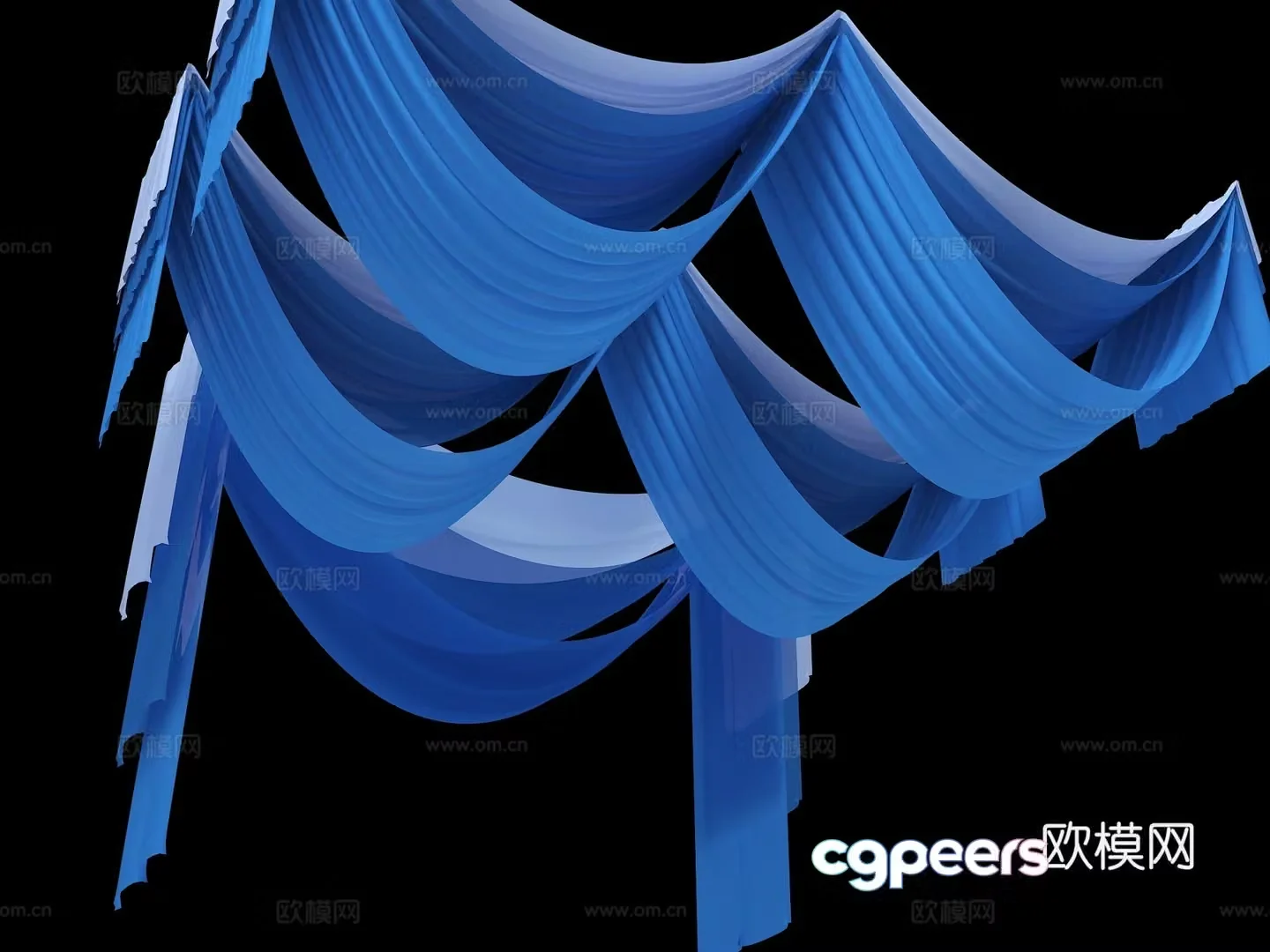 Curtain slow ceiling wedding curtain wedding ceiling decorative blue cloth ceiling 3d model