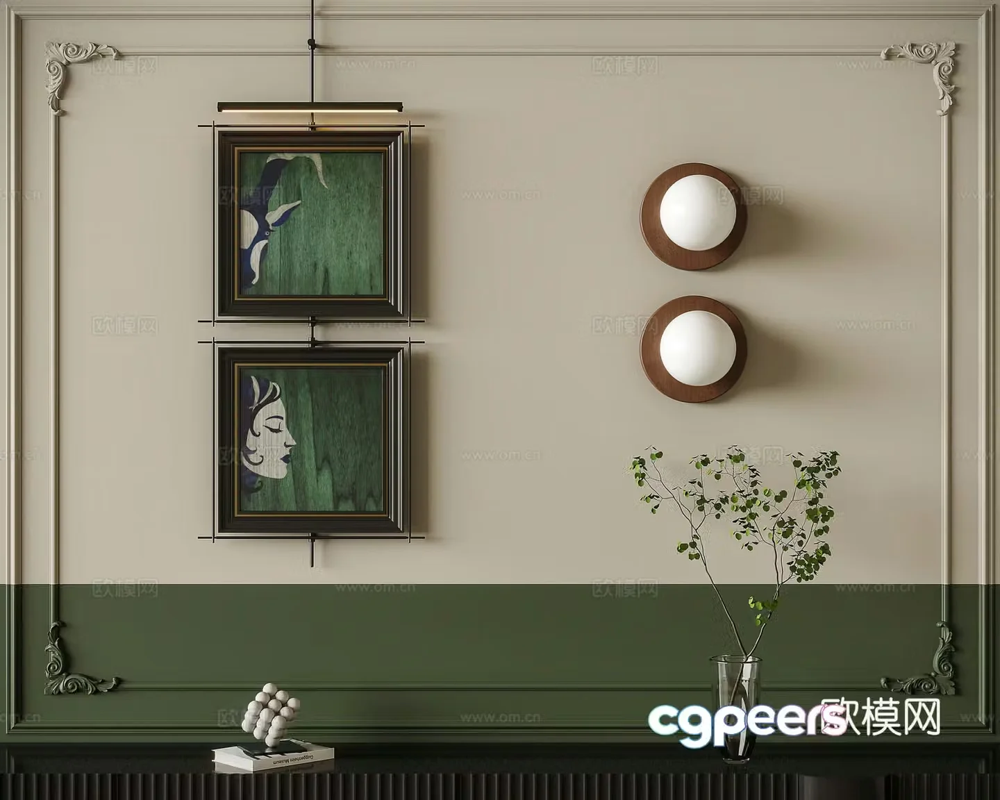 French retro decorative painting 3d model