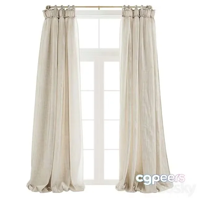 3ds Max Free – Balloon Drapery Linen Light Natural Curtains