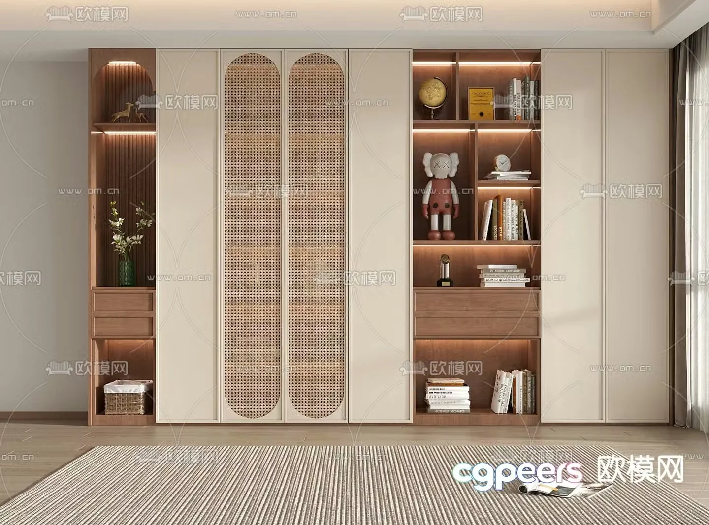 Medieval style bookcase display cabinet 3d model