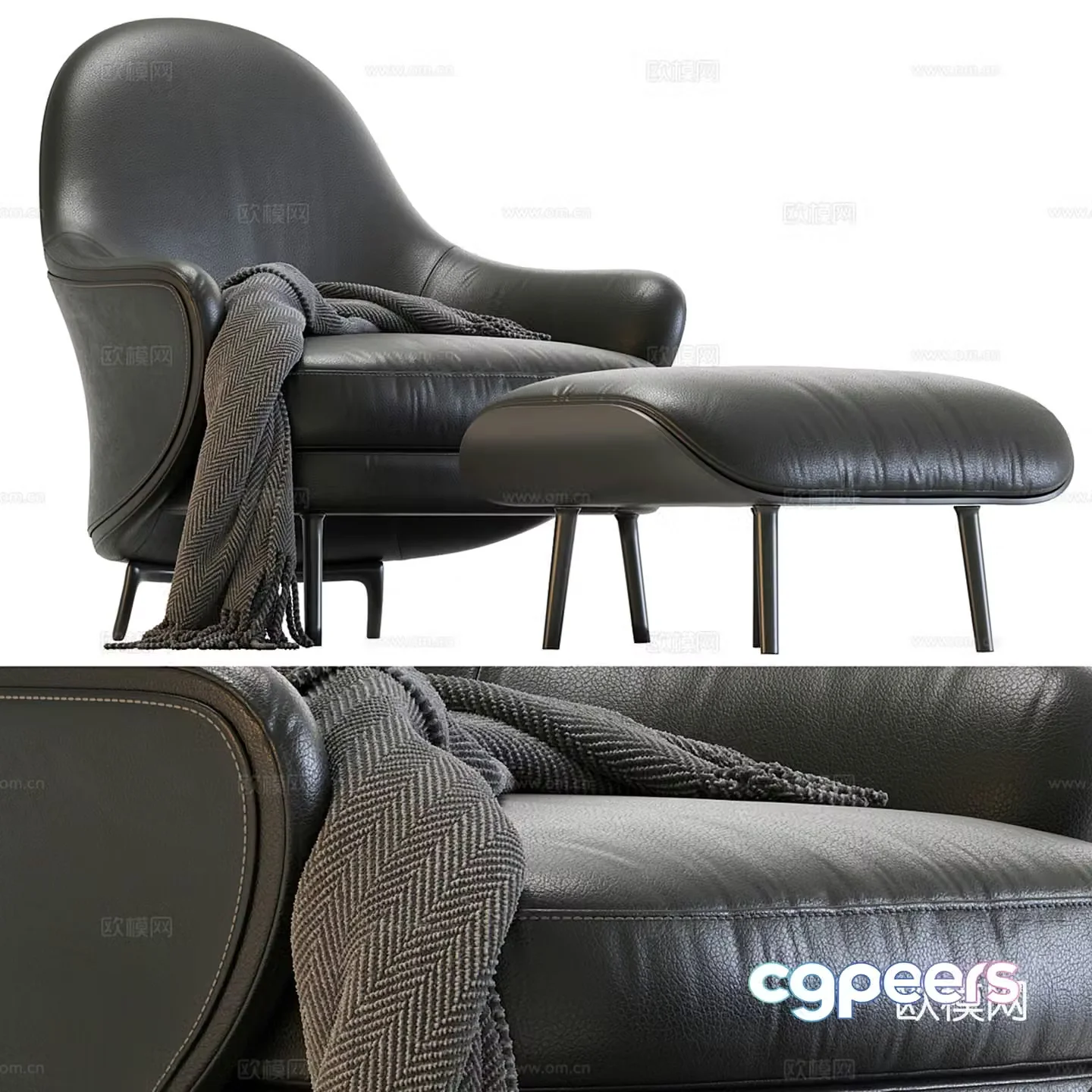 Modern leather lounge chair 3d model