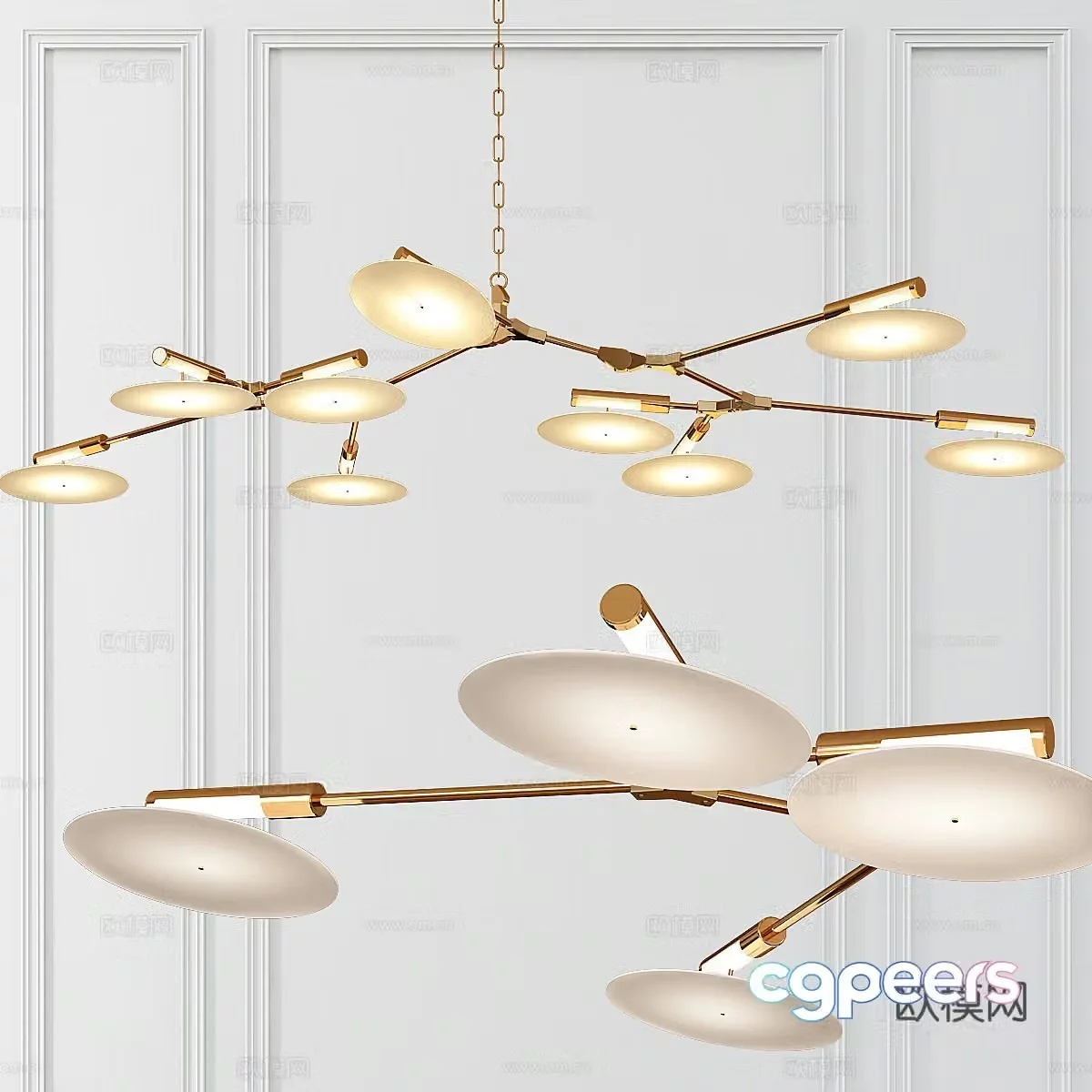 Modern light luxury decorative chandeliers 3d model
