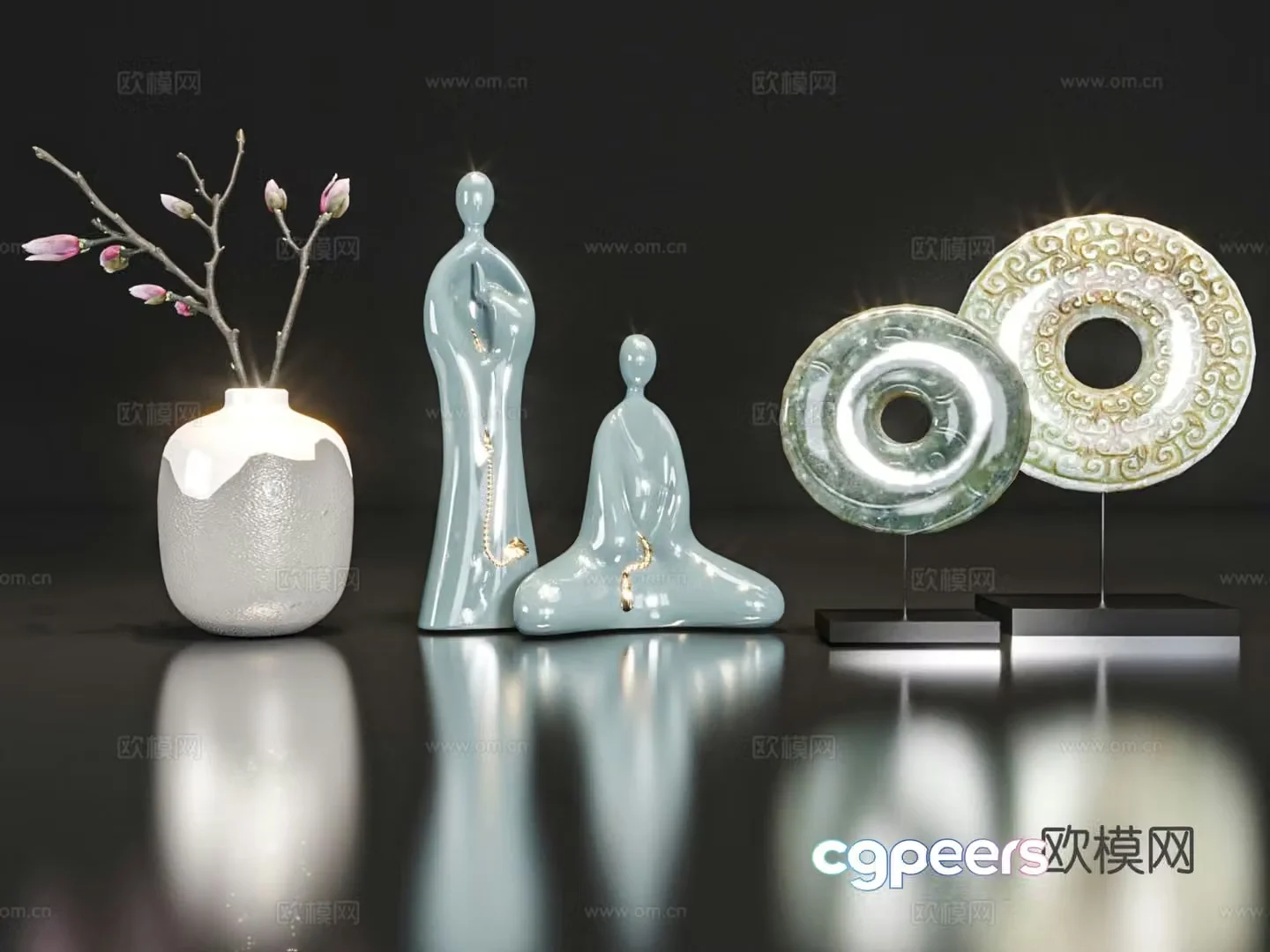 New Chinese style jewelry ornaments Zen sculpture 3D model