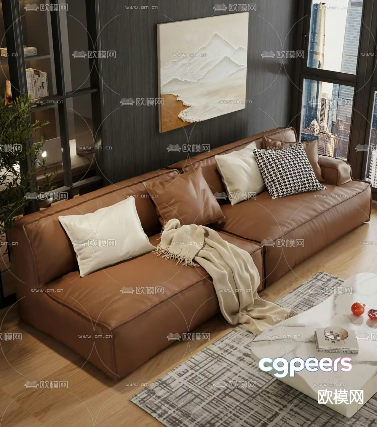 leather sofa loveseat 3d model