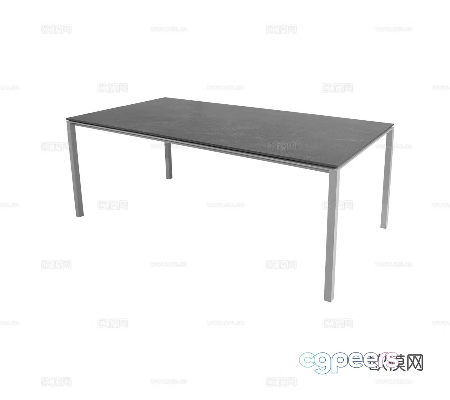 Modern Wasabi Marble Stone Table Long Table Six Table Four-person Table Combination 3D Model