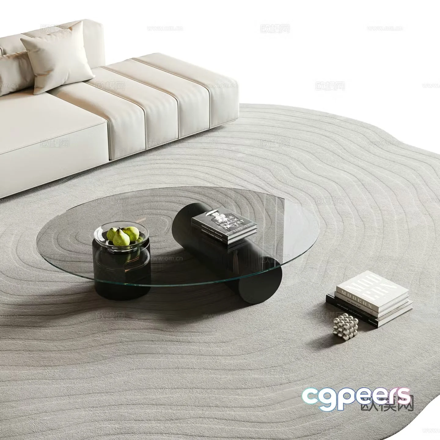 Special-shaped coffee table glass coffee table round coffee table minimalist coffee table books jewelry ornaments 3D model