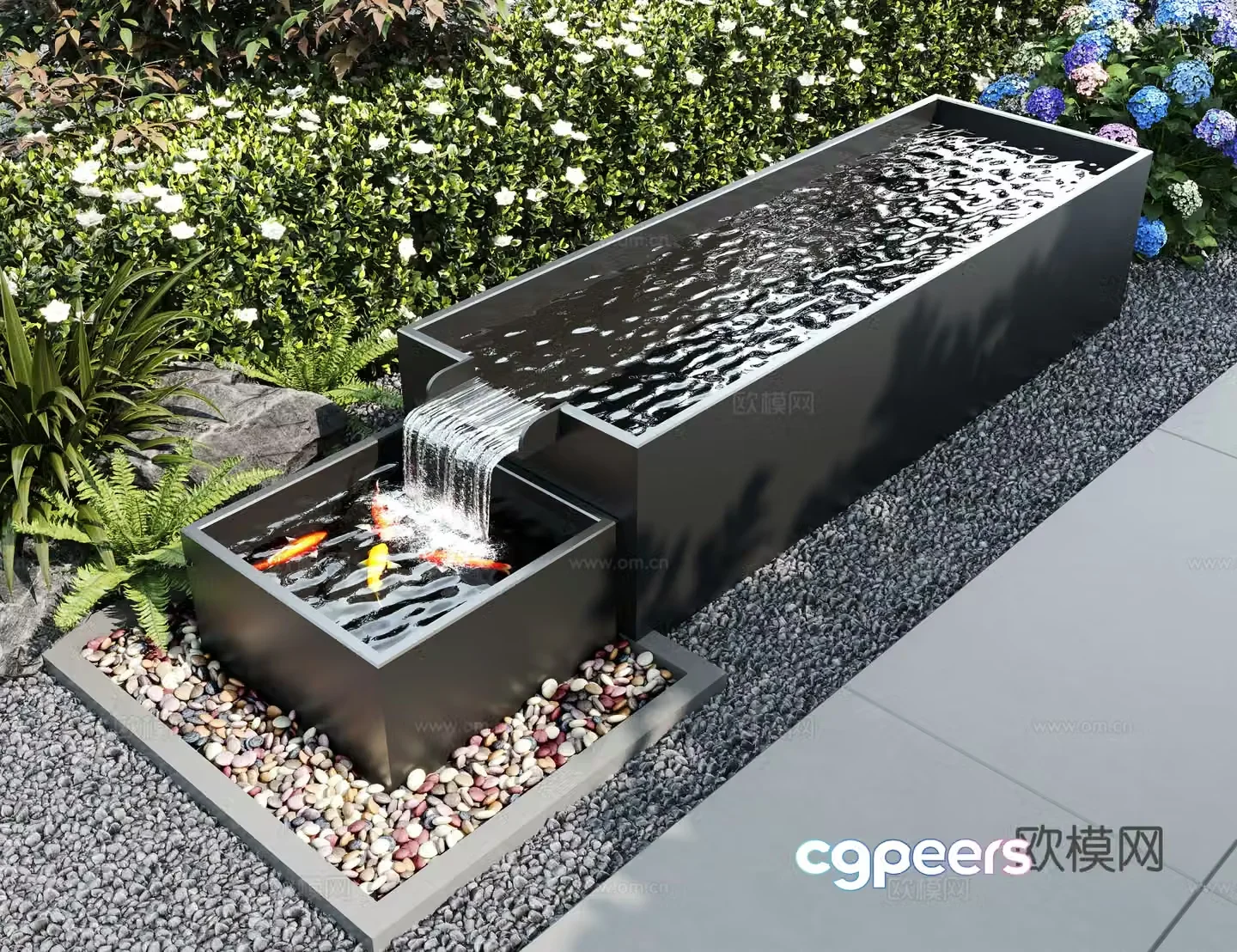 Modern water landscape garden waterscape water bowl stacked water water drop 3d model